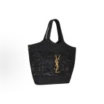 SAINT LAURENT aged iconic Logo, shopping basket, Tote bag, tote bag, large female handbag, black